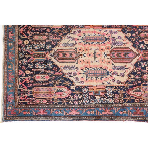 1017 - Afshar rug, South West Persia, early 20th century, the midnight blue field with a stepped medallion ... 