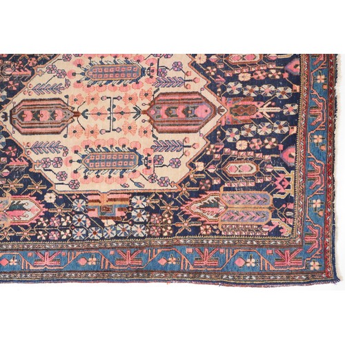 1017 - Afshar rug, South West Persia, early 20th century, the midnight blue field with a stepped medallion ... 