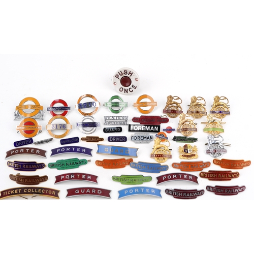 2465 - Group of enamelled railway badges and pins.