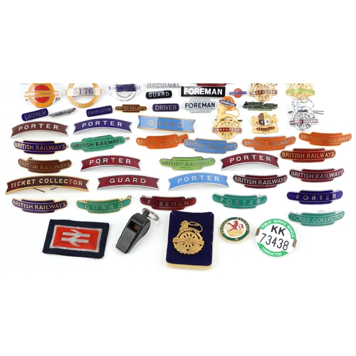 2465 - Group of enamelled railway badges and pins.