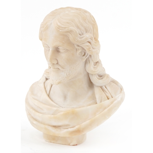 118 - 20th carved alabaster bust of a classical figure, H-21cm W-18cm