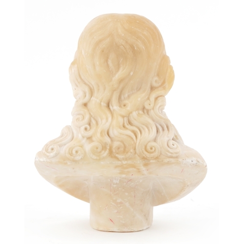 118 - 20th carved alabaster bust of a classical figure, H-21cm W-18cm