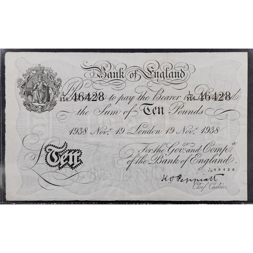 2190 - Peppiatt Bank of England 1938 white ten pound note, serial number L11646428, probably in uncirculate... 