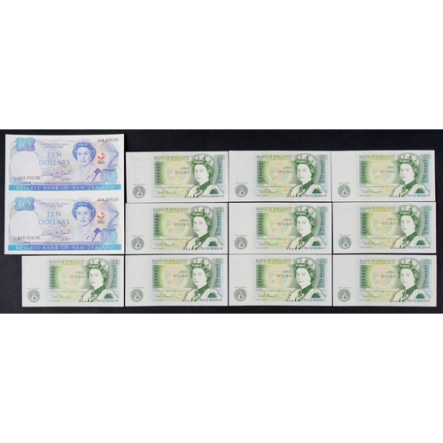 2218 - Two New Zealand 1990 dollar notes, uncut, the top note serial number AAA 056180 the bottom note AAA ... 