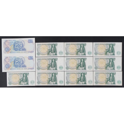 2218 - Two New Zealand 1990 dollar notes, uncut, the top note serial number AAA 056180 the bottom note AAA ... 