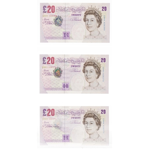 2223 - Nine uncirculated twenty pound notes with consecutive serial numbers, EB64 428363 - EB6 4428371