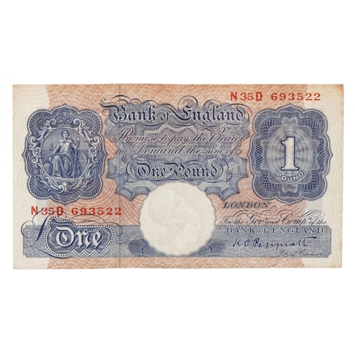 2224 - Ten 1940s blue one pound notes with consecutive serial numbers N35D 693513 - 693522, in uncirculated... 