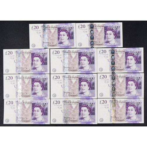 2236 - Eleven 2006 twenty pound notes with consecutive serial numbers KC17 616O93 - KC17 656103, in uncircu... 