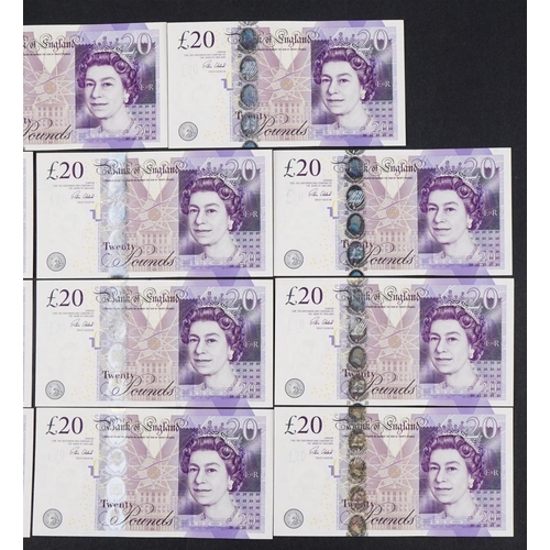 2236 - Eleven 2006 twenty pound notes with consecutive serial numbers KC17 616O93 - KC17 656103, in uncircu... 