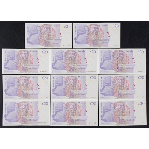 2236 - Eleven 2006 twenty pound notes with consecutive serial numbers KC17 616O93 - KC17 656103, in uncircu... 