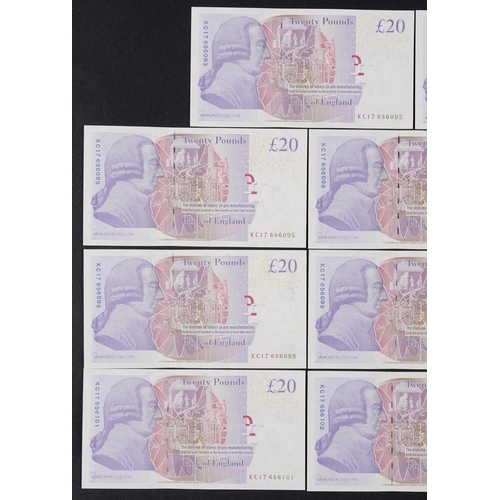 2236 - Eleven 2006 twenty pound notes with consecutive serial numbers KC17 616O93 - KC17 656103, in uncircu... 