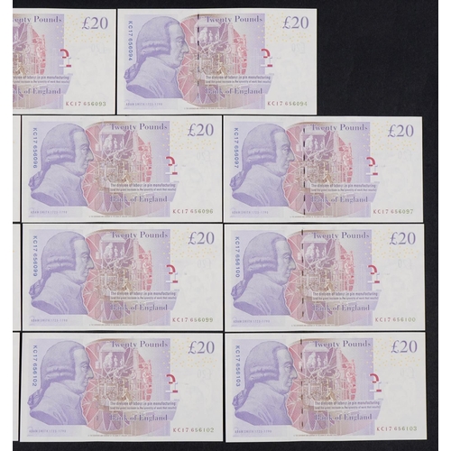 2236 - Eleven 2006 twenty pound notes with consecutive serial numbers KC17 616O93 - KC17 656103, in uncircu... 