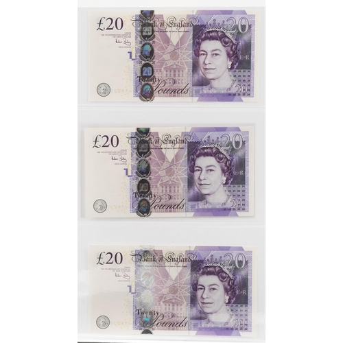 2222 - Vintage Bank of England banknotes to include three twenty pound notes with AA50 prefix, two with con... 