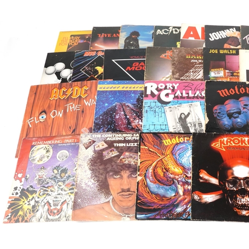 655 - Vinyl LP records including Thin Lizzy, Motorhead, AC/DC, Johnny Winter, Jimi Hendrix and Led Zeppeli... 