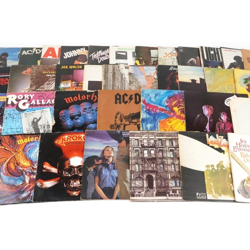 655 - Vinyl LP records including Thin Lizzy, Motorhead, AC/DC, Johnny Winter, Jimi Hendrix and Led Zeppeli... 