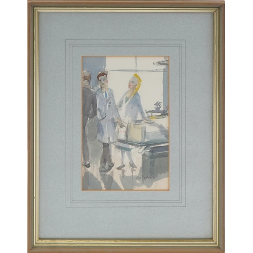 3631 - John Powley - Hospital scene, late 20th century British school, signed and 1986, framed and glazed, ... 