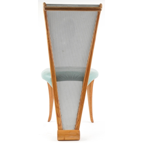 1097 - Late 20th century ash and galvanized steel 'Fountain' chair handmade by Della-Porta Design, the plie... 