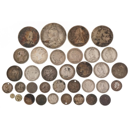 2156 - Quantity of Victorian silver coinage ranging from silver threepence to an 1887 crown, weight 171.4g