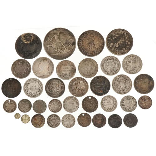 2156 - Quantity of Victorian silver coinage ranging from silver threepence to an 1887 crown, weight 171.4g