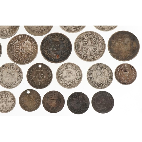 2156 - Quantity of Victorian silver coinage ranging from silver threepence to an 1887 crown, weight 171.4g