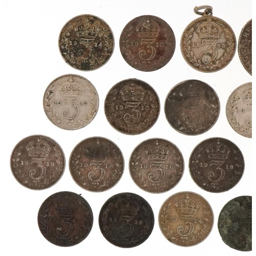 2160 - Collection of early 20th century silver coins, predominantly threepence pieces, total weight 43.6g