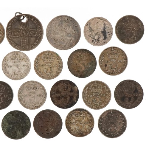 2160 - Collection of early 20th century silver coins, predominantly threepence pieces, total weight 43.6g