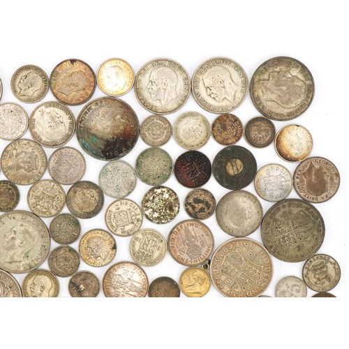 2166 - Large collection of pre 1947 British and world coins including half crowns, florins and sixpences, t... 