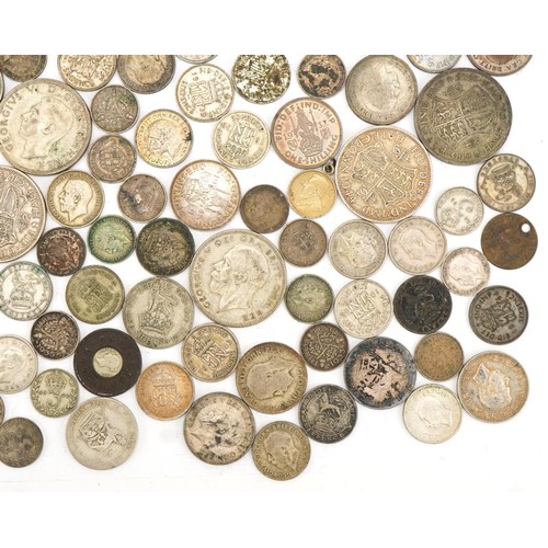 2166 - Large collection of pre 1947 British and world coins including half crowns, florins and sixpences, t... 