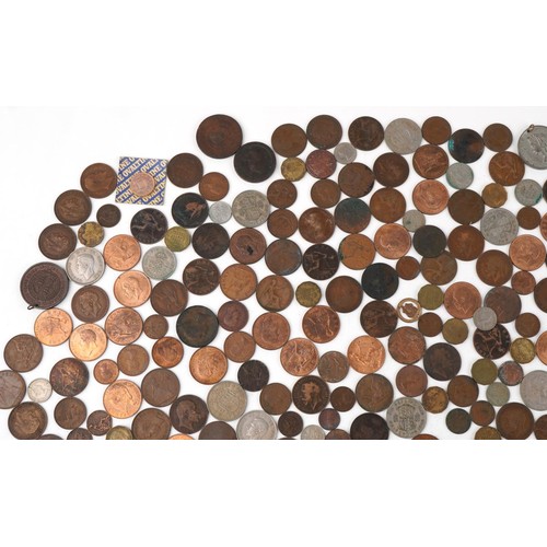 2179 - Large collection of antique and later British and world coinage including Victorian pennies, half cr... 