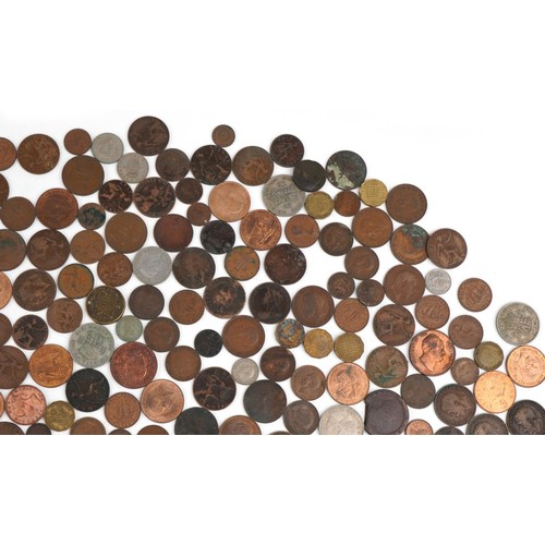 2179 - Large collection of antique and later British and world coinage including Victorian pennies, half cr... 