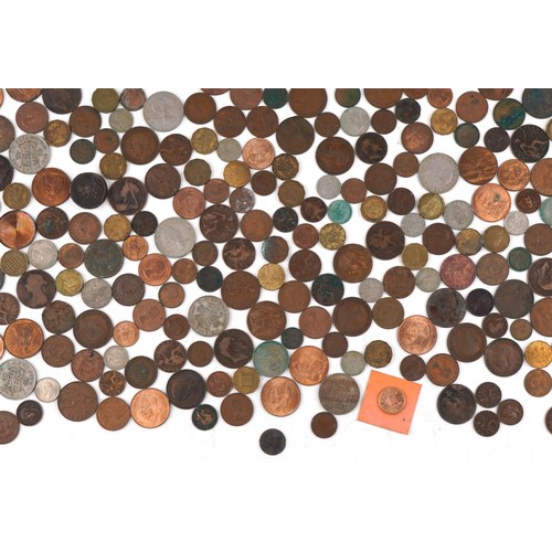 2179 - Large collection of antique and later British and world coinage including Victorian pennies, half cr... 