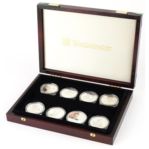 2180 - Eight silver proof Prince William of Wales 21st Birthday coins, total weight with cases 272.5g