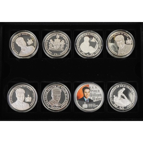 2180 - Eight silver proof Prince William of Wales 21st Birthday coins, total weight with cases 272.5g