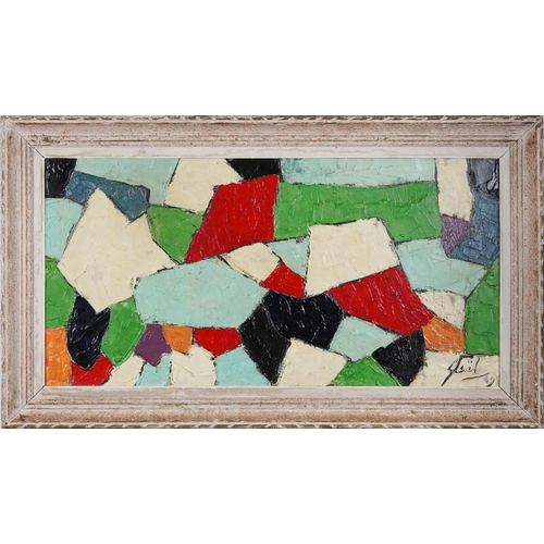 3641 - Abstract composition, Russian Impressionist oil impasto on canvas, 99cm x 49cm