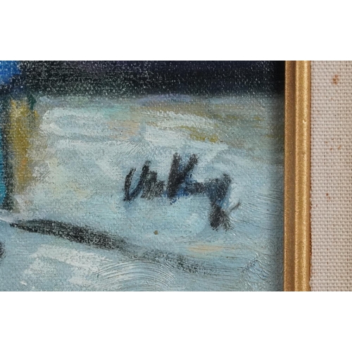 3639 - Manner of Markey Robinson - Figures before sailing boats, Irish school oil on board, gilt framed, 50... 