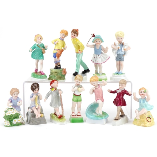 1192 - Twelve Royal Worcester Days of the Week and Months of the Year children figures, the largest 14cm hi... 