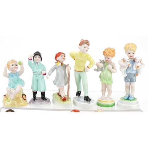 1191 - Thirteen Royal Worcester Days of the Week and Months of the Year children figures, the largest 14cm ... 