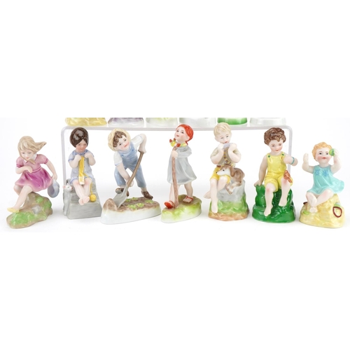 1191 - Thirteen Royal Worcester Days of the Week and Months of the Year children figures, the largest 14cm ... 