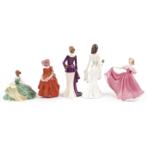 1211 - Five Royal Doulton Pretty Ladies Collection figurines comprising Elsie HN5165, Top of the Hill HN477... 