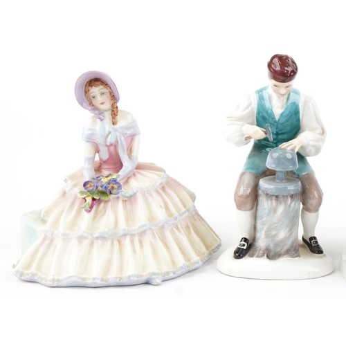 1210 - Five Royal Doulton figures and figurines comprising Nanny HN2221, Day Dreams HN1731, Ascot HN2356, T... 