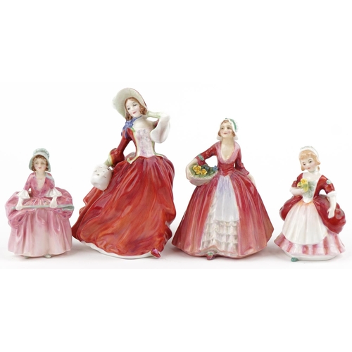 1209 - Four Royal Doulton figurines comprising Autumn Breezes HN1934, Valerie HN2107, Bo-Peep HN1811 and Ja... 