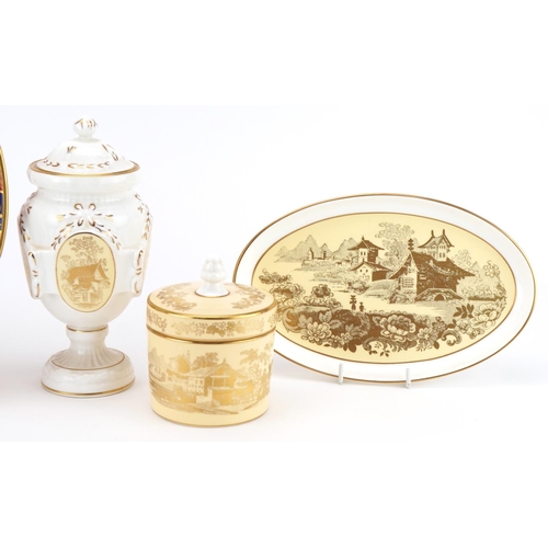 1433 - Collectable china comprising three pieces of Minton Buff Genevese porcelain and a Royal Worcester Qu... 