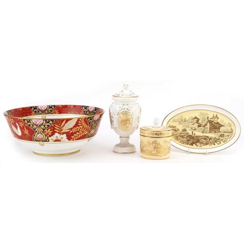 1433 - Collectable china comprising three pieces of Minton Buff Genevese porcelain and a Royal Worcester Qu... 