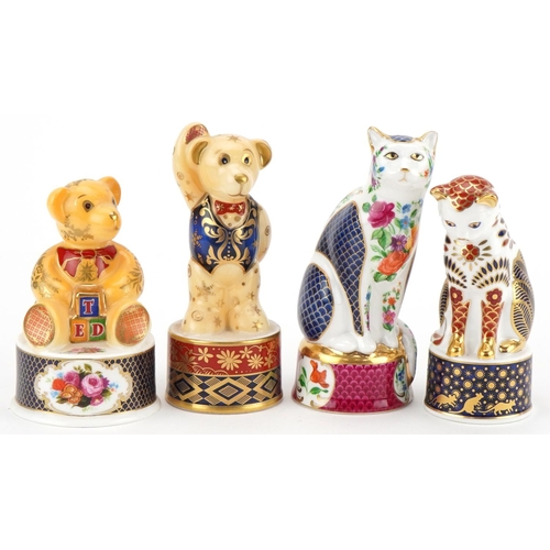 1186 - Four Royal Worcester Connoisseur Collection candle snuffers comprising Teddy Bear, Prince Regent Ted... 