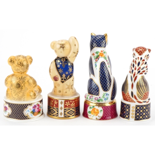 1186 - Four Royal Worcester Connoisseur Collection candle snuffers comprising Teddy Bear, Prince Regent Ted... 