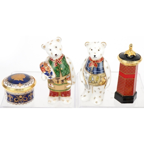 1185 - Royal Crown Derby and Royal Worcester collectables including teddy bears, clowns and trinkets, with ... 