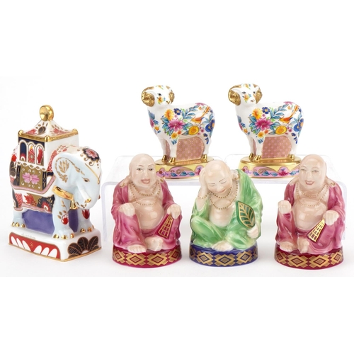 1188 - Six Royal Worcester Connoisseur Collection candle snuffers comprising Nelson Elephant, 2 x Chinese Y... 