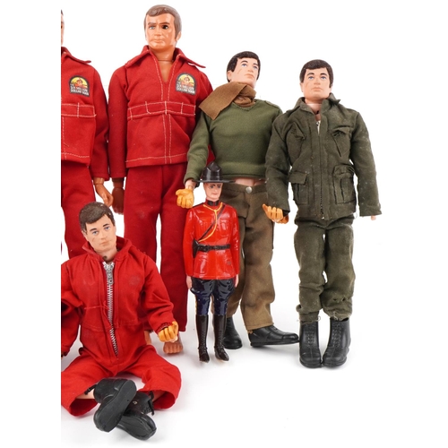 1279 - A collection of vintage and later Action Men and Bionic Man action figures, some with felt hair.