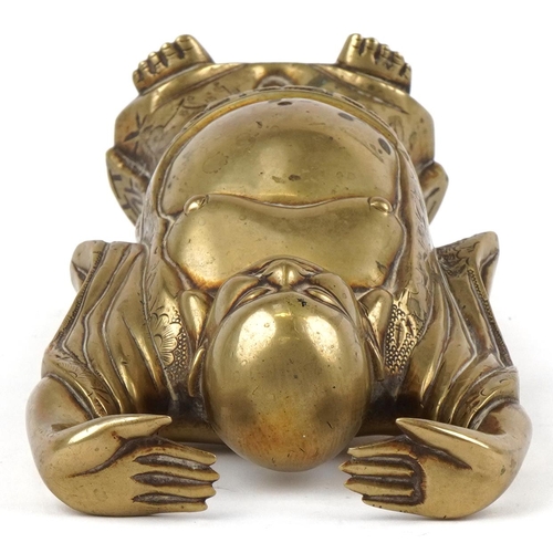 112 - A Chinese gilt brass figure of Happy Buddha, 22cm high.