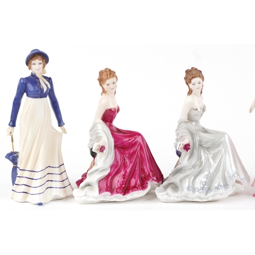 1201 - Six Royal Worcester figurines comprising Mia, Emma, Lydia, Ruby Wedding Anniversary, Silver Wedding ... 